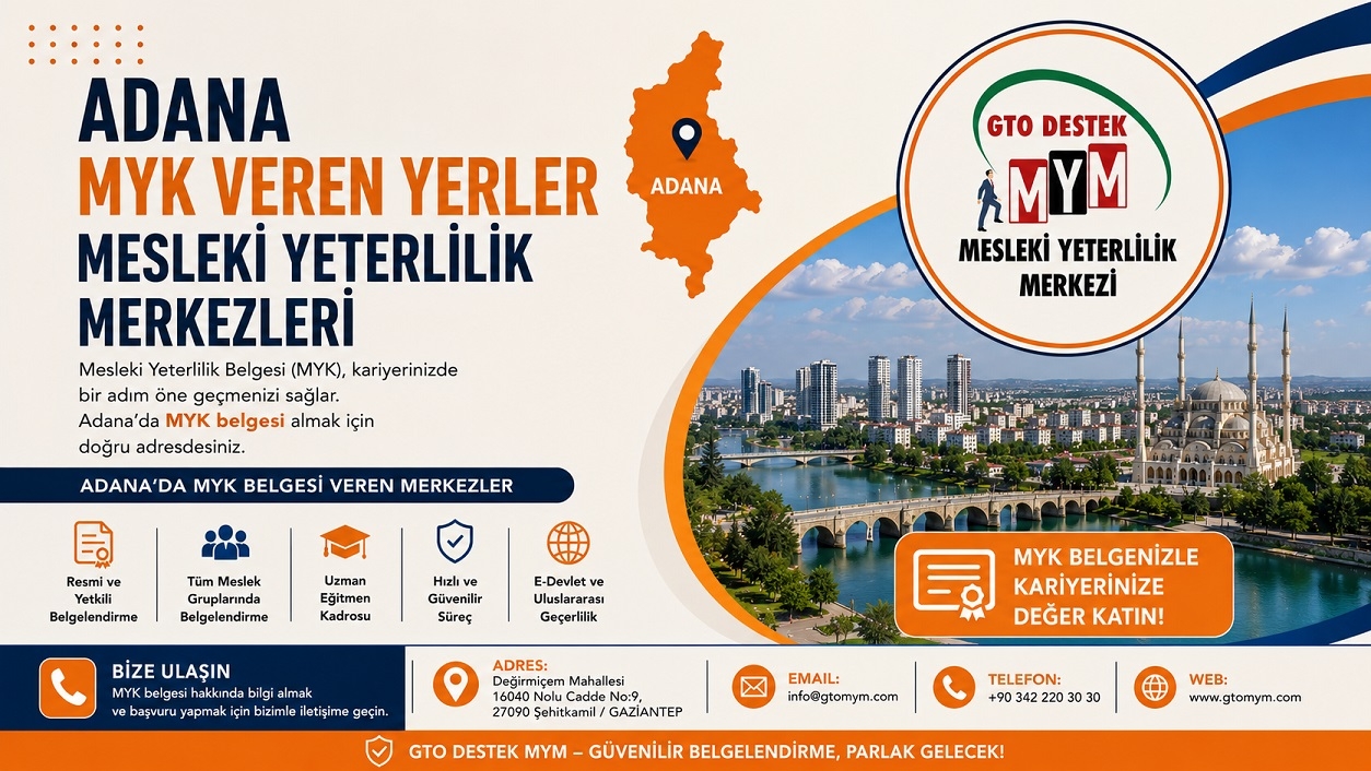 Adana MYK Veren yerler Mesleki Yeterlilik Merkezleri